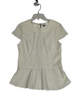 Express Women's Cream Short Sleeve Peplum Top Size Small b31